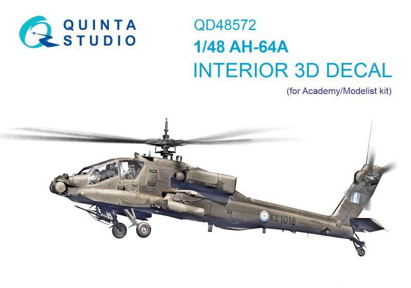 1:48 3D Декаль интерьера кабины AH-64A (Academy/Modelist) - QD48572