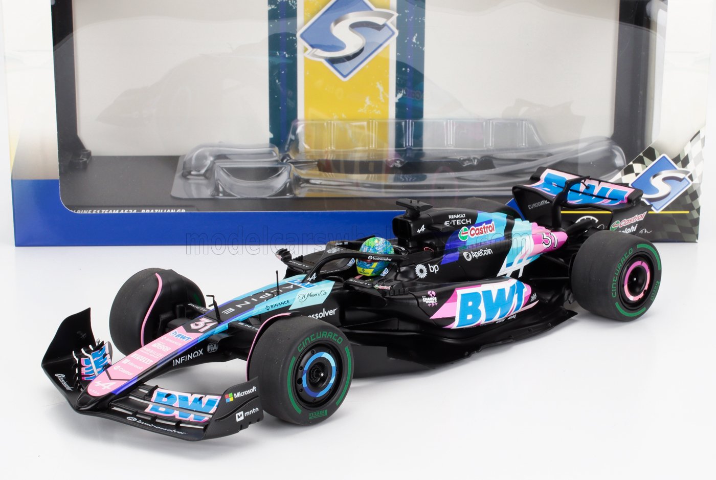 1:18 ALPINE F1 A524 Team Bwt Alpine №31 Brazilian Gp (2024) Esteban Ocon, Black Blue Pink - S1814004