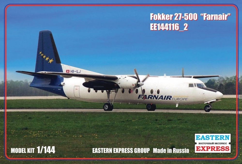 1:144 Сборная модель Пассажирский самолет Fokker F-27-500 (Farnair) - 144116-2