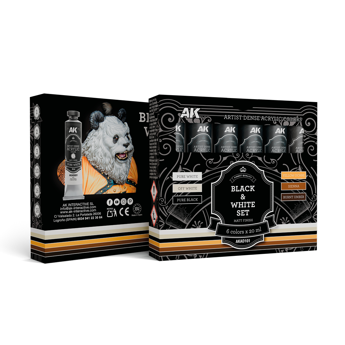 Набор акриловых красок ARTISTIC DENSE - Чёрно-белый / BLACK & WHITE SET – ARTISTIC DENSE ACRYLIC COLOR - AKAD101