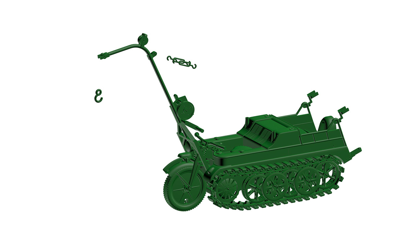 1:43 Сборная модель Sd.Kfz. 2 Kettenkrad HK 101 полугусеничный мотоцикл-вездеход с транспортной стрелой - АМ430162