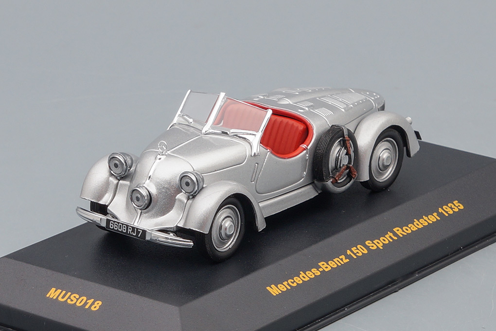 1:43 MERCEDES-BENZ 150 Sport Roadster (1935), silver / red interiors - MUS018