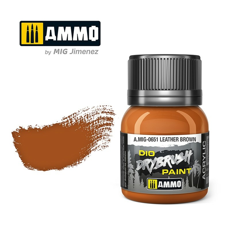 Краска акриловая для техники сухой кисти DRYBRUSH Коричневая кожа, 40мл - AMIG0651
