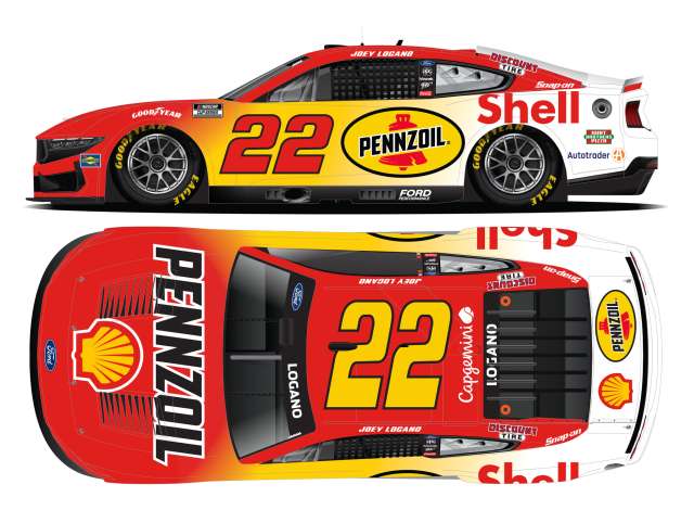 1:64 Ford Mustang #22 Joey Logano *Shell-Pennzoil Special*, white/red/yellow 2025 - C222565SHSJL