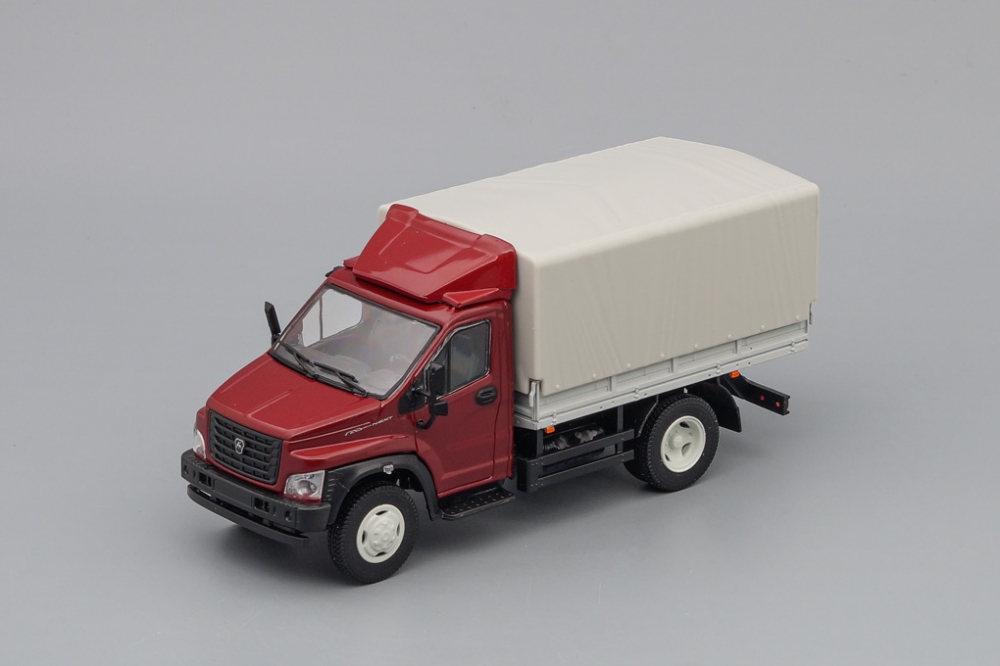 1:43 ГАЗон C41R13 бортовой (с тентом и обтекателем), бордовый / серый - H2421to