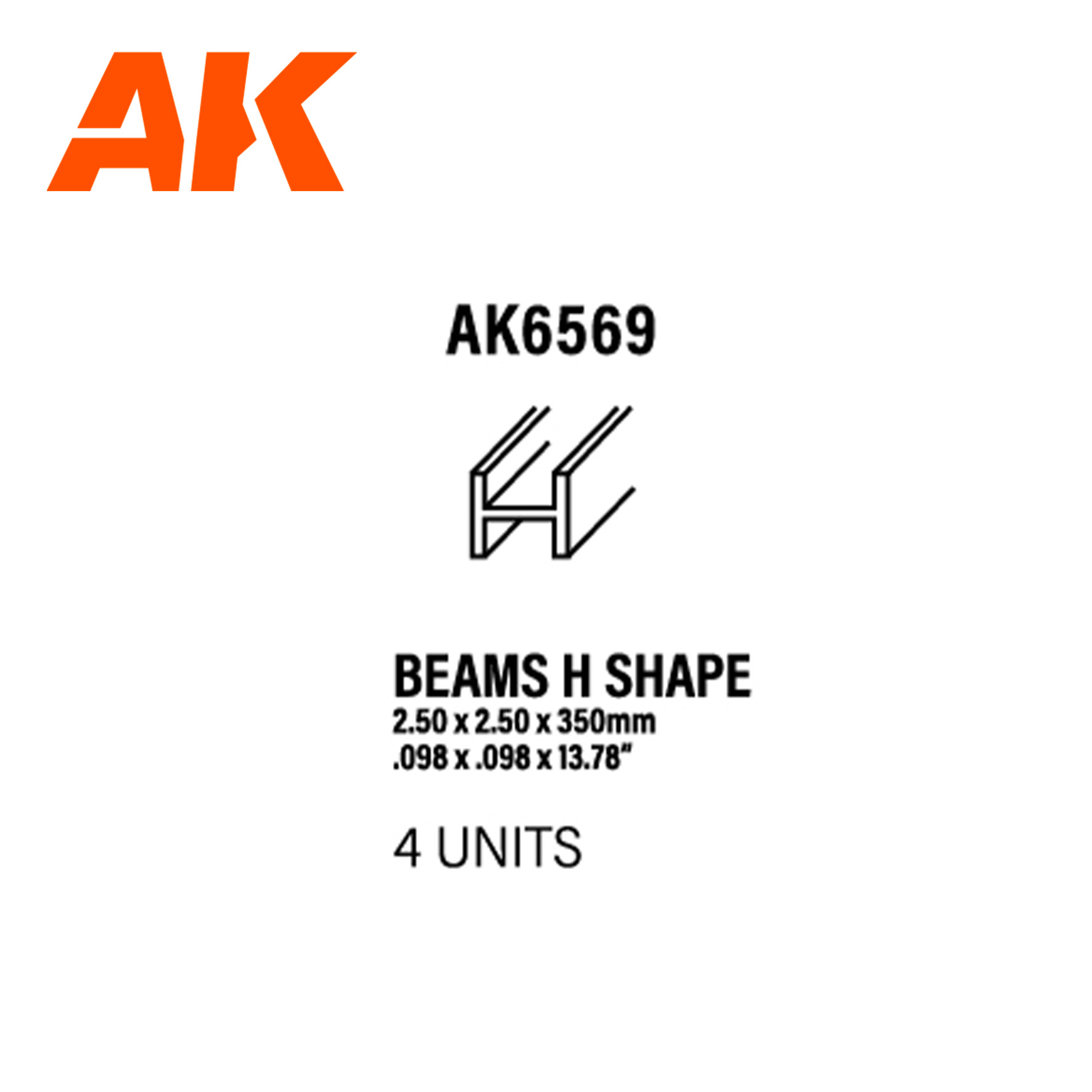 Балка 2.50 x 2.50 x 350 мм – стирол - (4 штуки) - AK6569