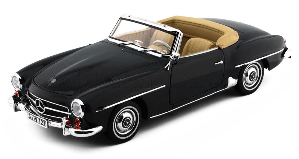 1:18 MERCEDES-BENZ SL-CLASS 190SL Spider Cabriolet Soft-Top Open (1957), black - 19841C-BK