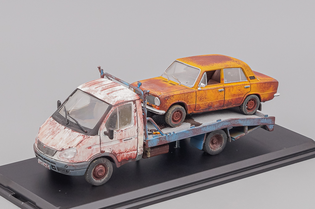 1:43 Горький 3302 Эвакуатор с Волжский 21011, белый / оранжевый - LD194