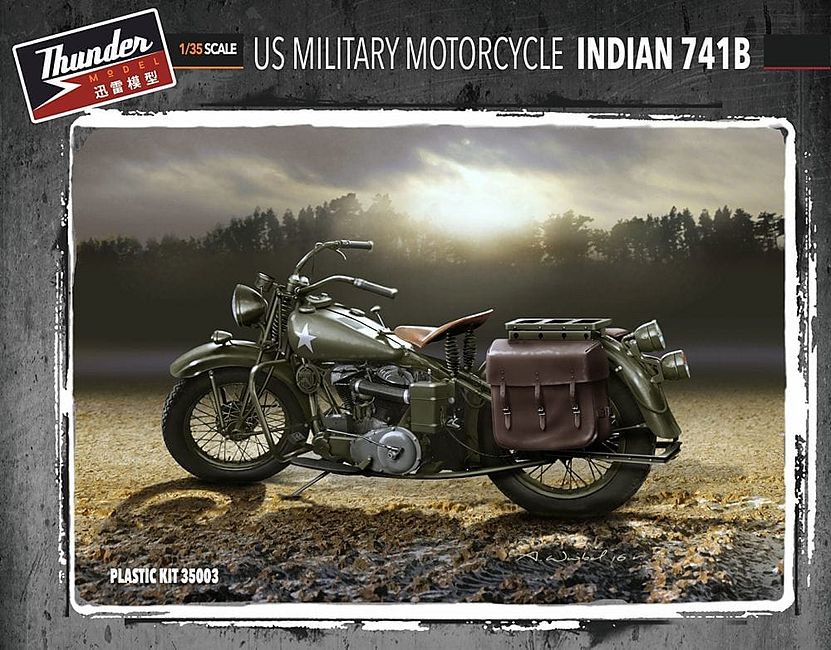 1:35 Сборная модель Американский армейский мотоцикл Indian 741B (2 модели в коробке) - TM35003
