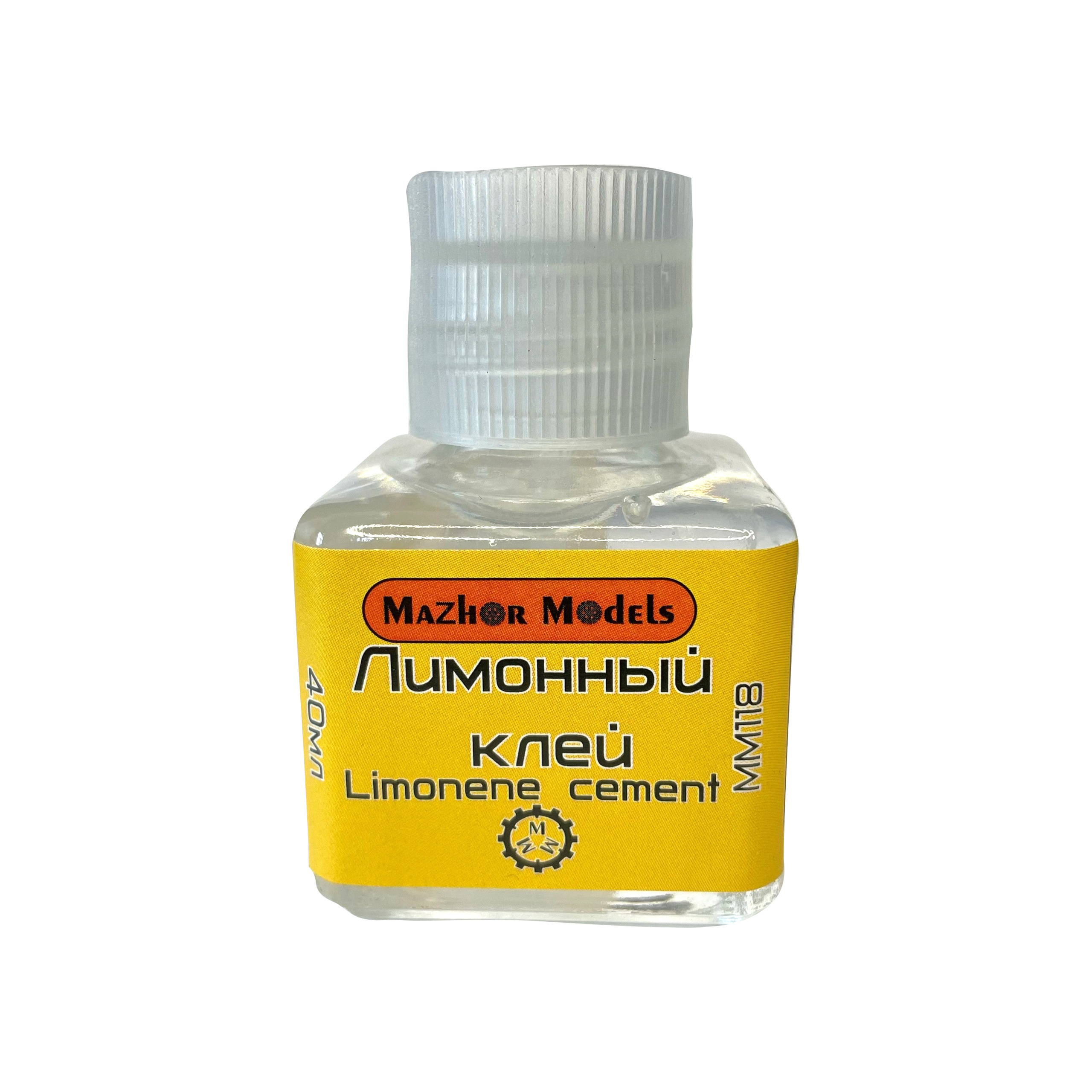 Клей для моделей нетоксичный среднетекучий (limonen cement), 40 мл (стекло+кисть) - mm118