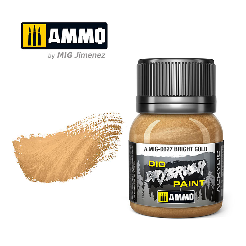 Краска акриловая для техники сухой кисти DRYBRUSH цвет ярко-золотистый, 40мл - AMIG0627