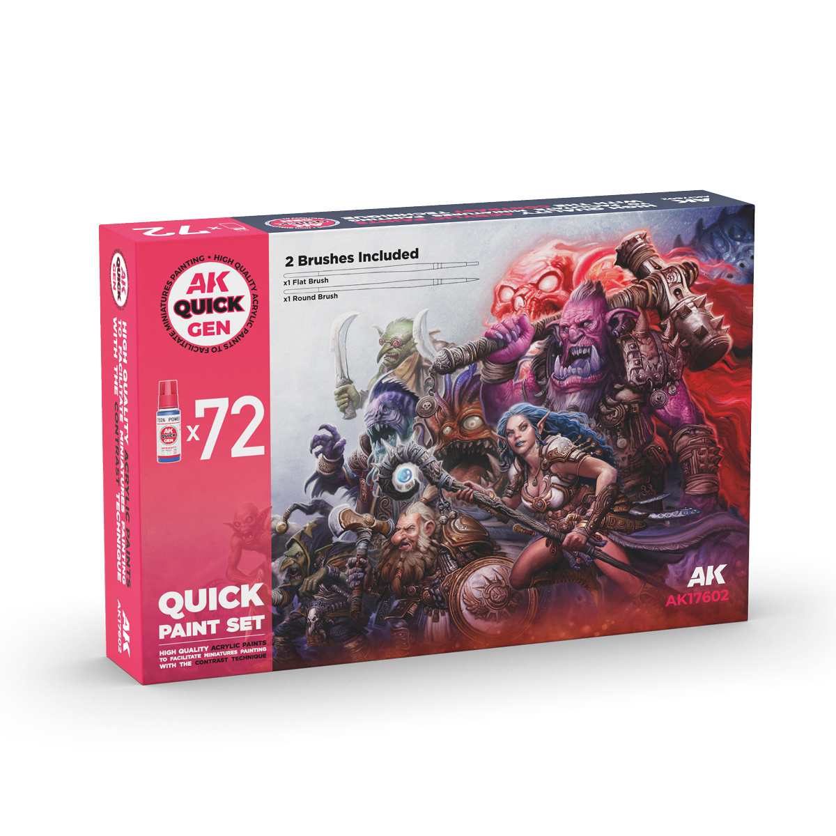 Набор акриловых красок QUICK GEN + 2 медиума + 2 кисти (72 цвета) / Quick Paint Set-72 QUICK GEN Colors (+2 medium 18ml +2 free brushes) - AK17602