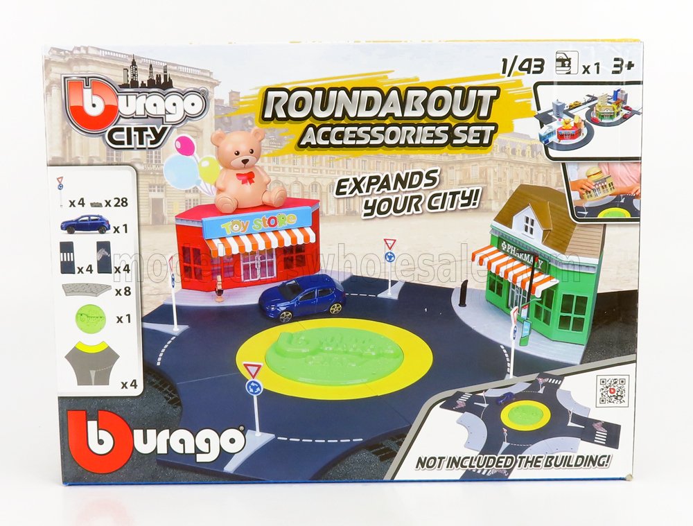 1:43 ACCESSORIES Diorama - Set Build City Roundabout - With Seat Ibiza 2008, Blue - 31520-ROT