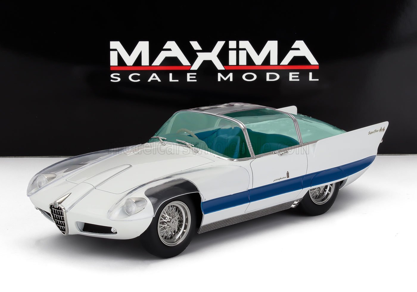 1:18 ALFA ROMEO 6C 3000 SUPERFLOW I PININFARINA (1956), white/blue - MAX001020