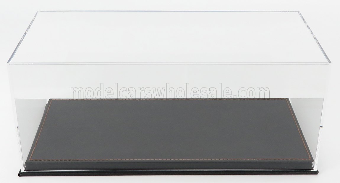 1:18 VETRINA DISPLAY BOX Base In Pelle Nera - Leather Base Black - Lungh.lenght Cm 31.7 X Largh.width Cm 15.9 X Alt.height Cm 12.9 (altezza Interna Interior Height Cm 11.3), Plastic Display - CK39711
