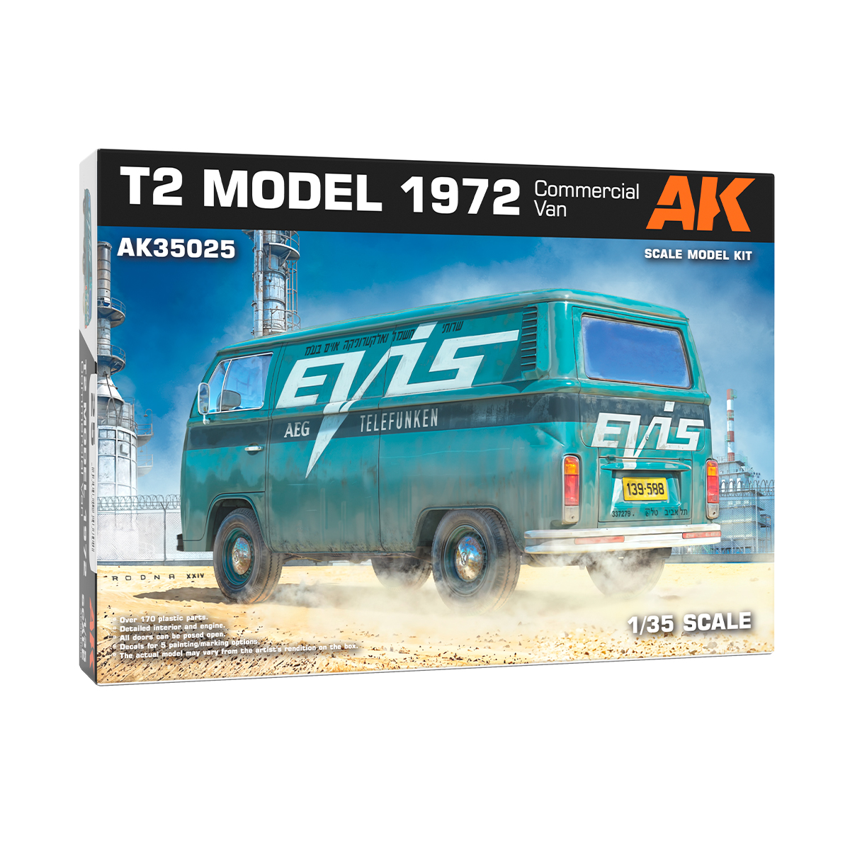 1:35 Сборная модель VOLKSWAGEN коммерческий фургон T2 1972 года - AK35025