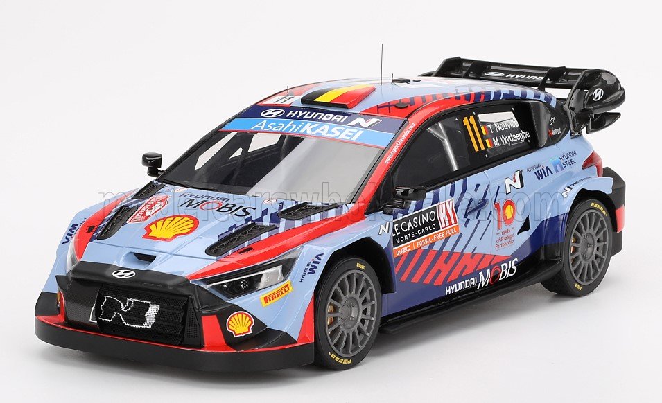 1:18 HYUNDAI I20 N Rally1 Team Shell Mobis Wrt №11 Winner Rally Montecarlo (2024) Thierry Neuville - Martijn Wydaeghe, 2 Tone Blue Red - TS0580