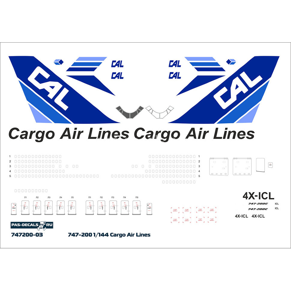 1:144 Декаль на B 747-200 CAL - 747200-03