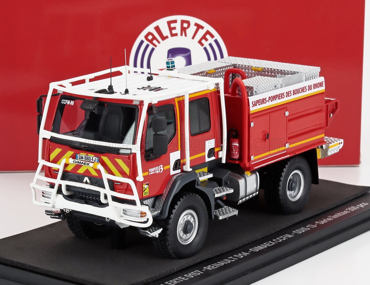 1:43 RENAULT D14 4x4 Tanker Truck Sdis 13 Sapeurs Pompiers D'eure Et Loir (2013), Red White Yellow - ALERTE0157
