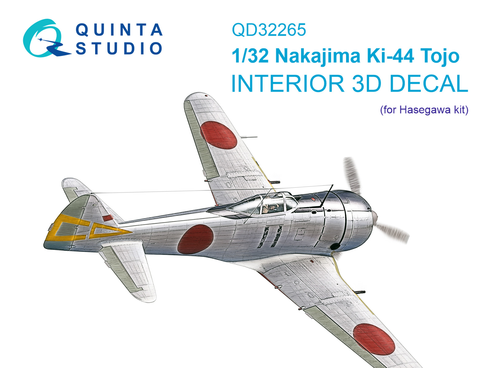 1:32 3D Декаль интерьера кабины Nakajima Ki-44 Tojo (Hasegawa) - QD32265