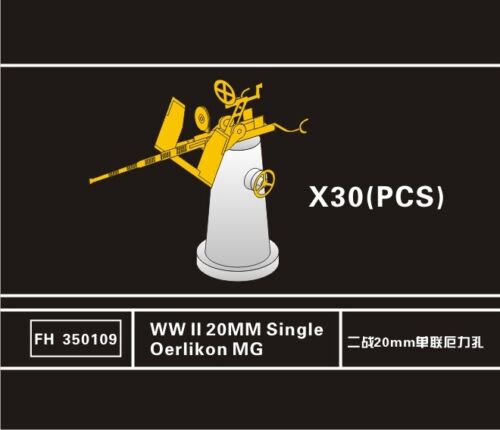 1:350 Фототравление WWII 20MM Single Oerlikon MG, PE*1,Resign*30 - FH350109