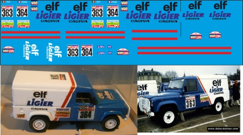 1:43 Набор декалей Land Rover LIGIER PARIS DAKAR 1985 - U072