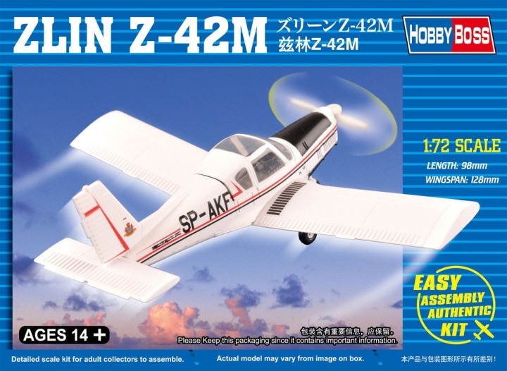 1:72 Сборная модель Учебно-тренировочный самолет Zlin Z-42M (1:72, Hobby Boss) - 80299