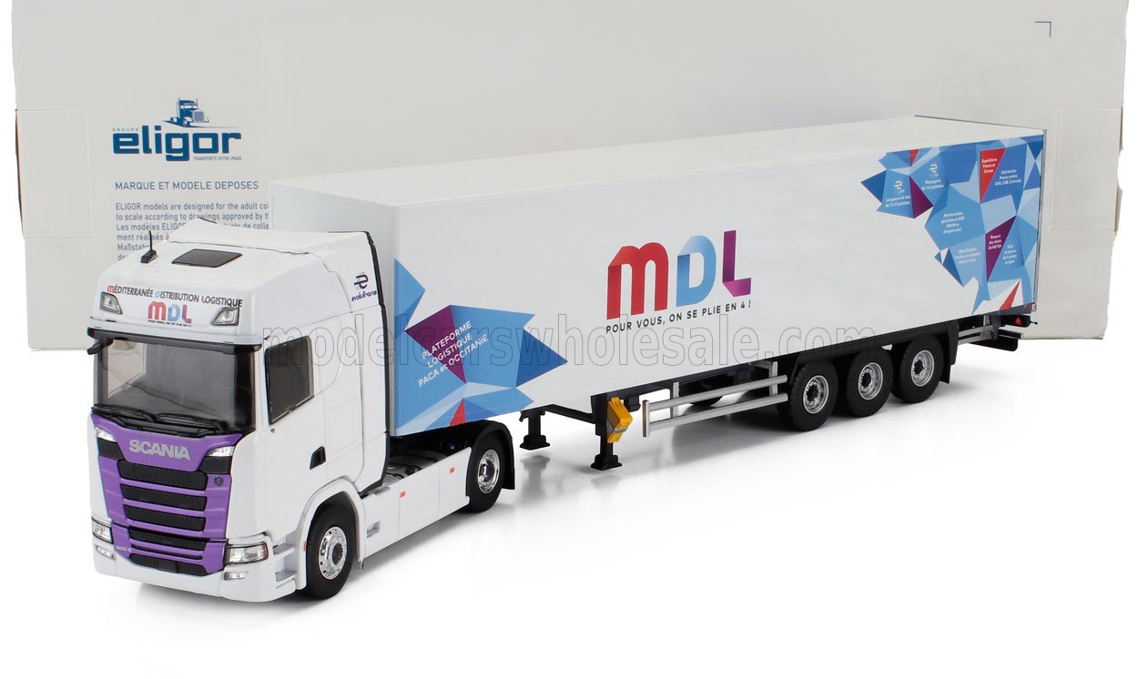 1:43 (Уценка!) SCANIA S500 Truck Cassonato Mdl Transports (2024), white - 118451-Z1