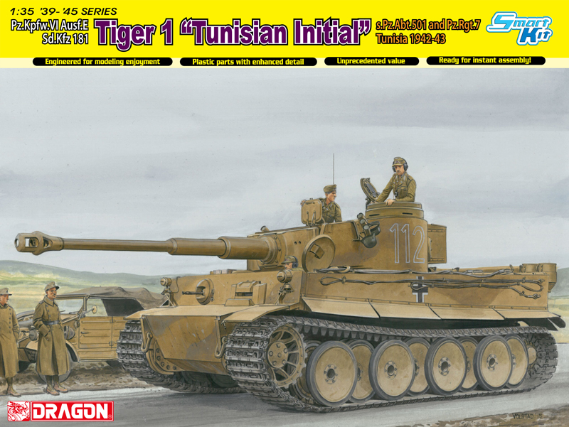 1:35 Сборная модель Tiger I Initial Production 'Tunisian Initial Tiger' 1.kompanie s.Pz.Abt.501 DAK Tunisia 1942/43 - 6608