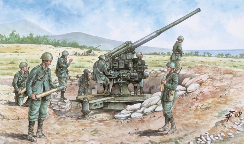 1:72 Сборная модель Итальянская пушка 90/53 с расчетом - 6122