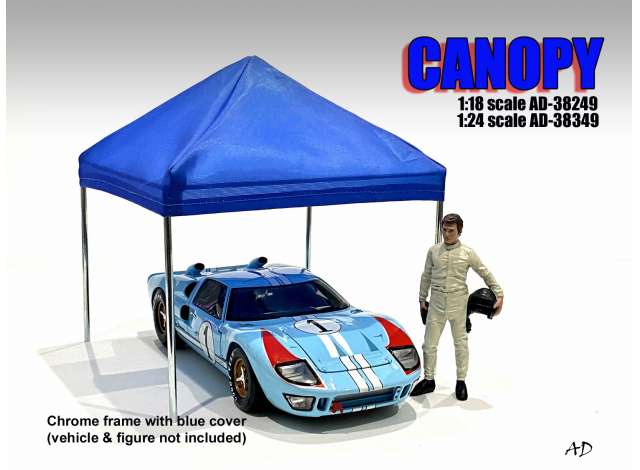 1:24 ACCESSORIES CANOPY SET WITH FRAME AND COVER, CHROME BLUE - 38349