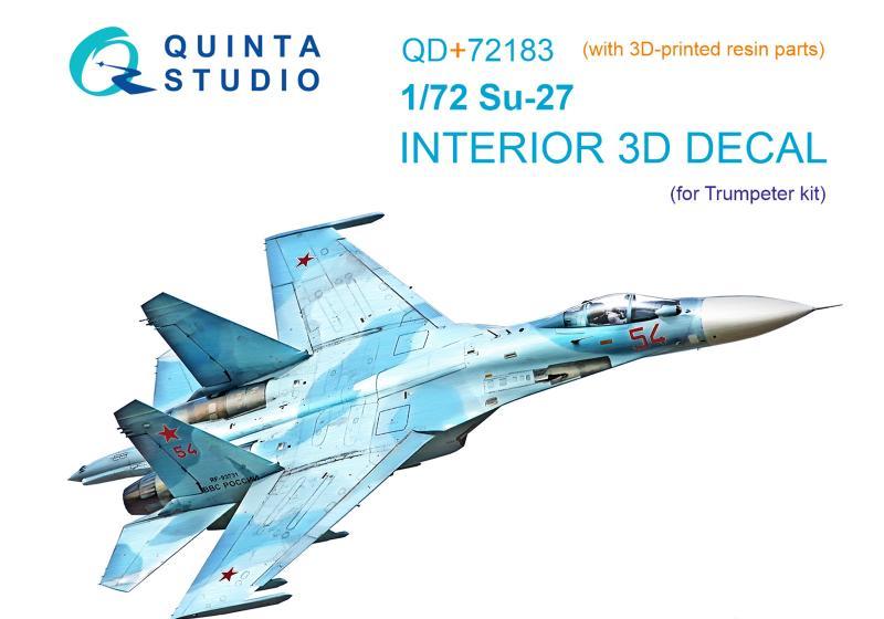 1:72 3D Декаль интерьера кабины Su-27 (Trumpeter) (с 3D-печатными деталями) - QD+72183