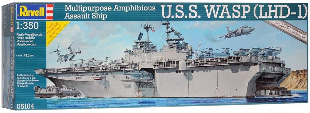 1:350 Сборная модель Американский десантный корабль-док USS Wasp (LHD-1) - 05104