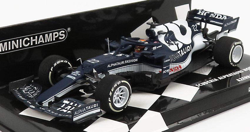 1:43 ALPHA TAURI F1  At02 Honda Ra620h Team Alpha Tauri N 22 Azerbaijan Gp 2021 Yuki Tsunoda, White Blue - 417210722