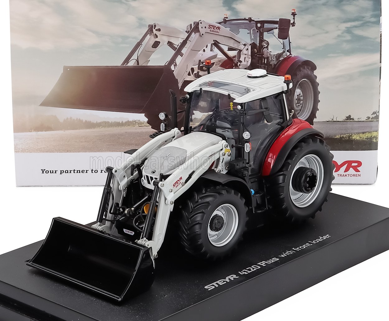 1:32 STEYR 4120 Tractor Plus With Front Loader (2021), Red White - UH6823