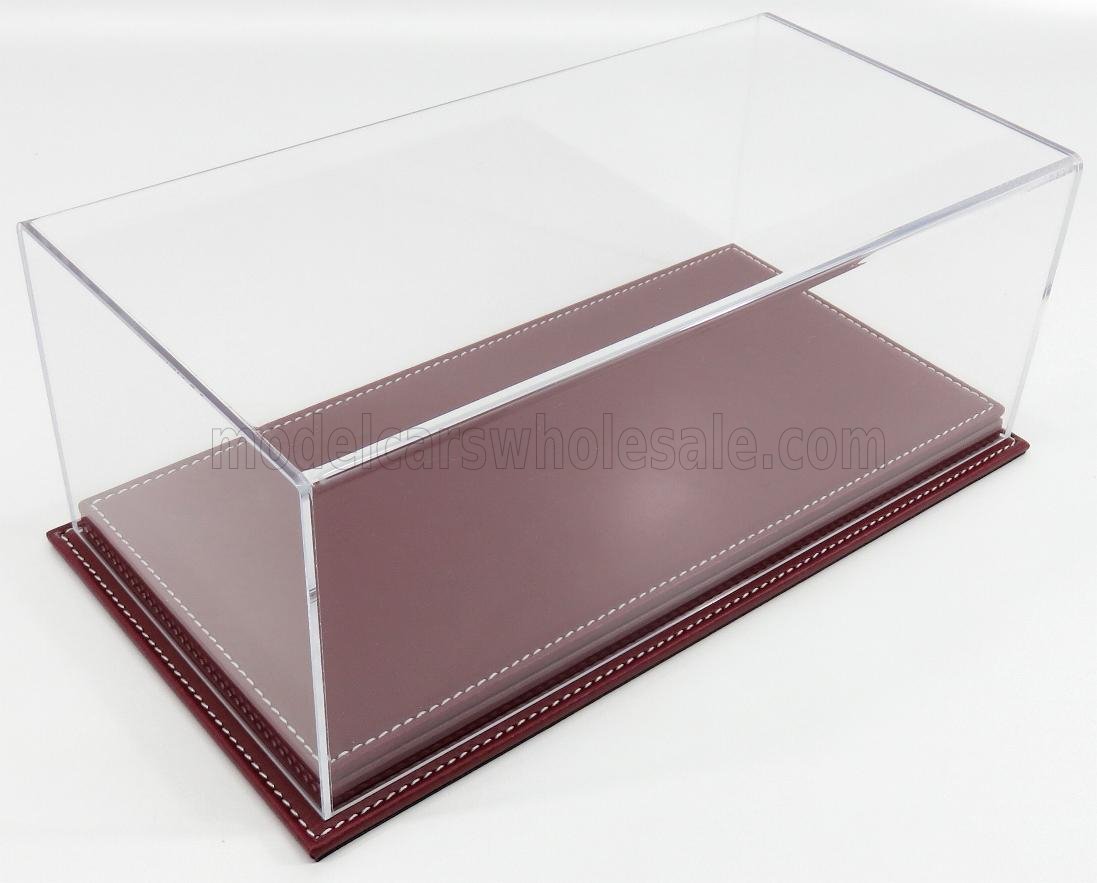 1:18 VETRINA DISPLAY BOX Molhouse Base In Pelle - Leather Base Bordeaux - Lungh.lenght Cm 32.5 X Largh.width Cm 16.5 X Alt.height Cm 12.5 (altezza Interna 10.6 Cm ), Plastic Display - ATL10075