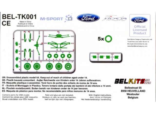 1:24 Сборная модель 1/24 Belkits Detail Up Parts Grabel Transkit Ford Fiesta S20 - 184335