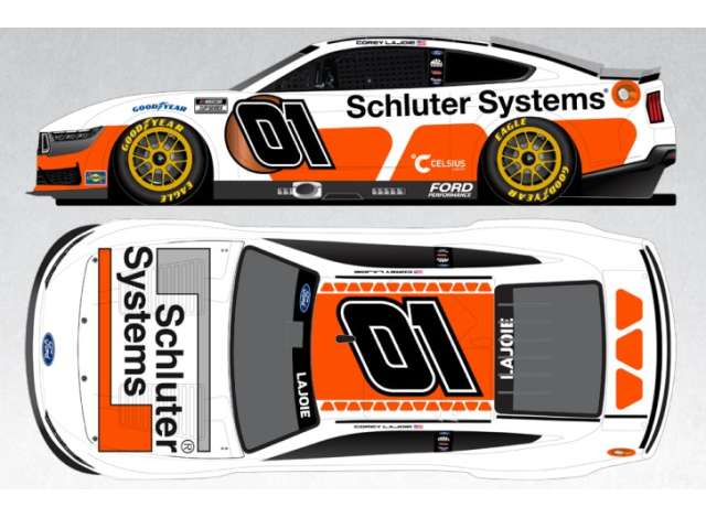 1:64 Ford Mustang #01 Corey Lajoie *Schluter-Systems* white/orange 2025 - C012565SCWCO