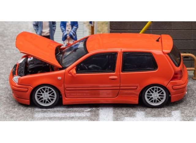 1:64 Volkswagen MK4 with opening hood, orange-red - FH032
