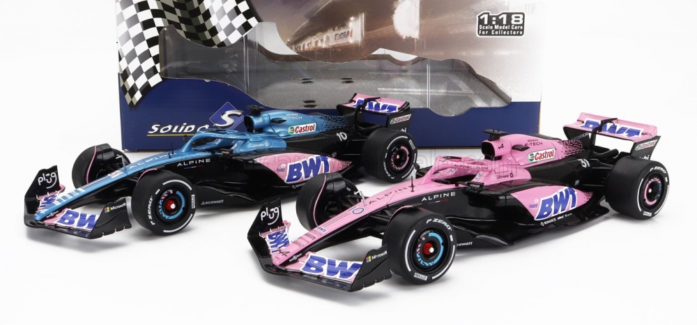 1:18 RENAULT Set 2x F1 A523 Team Bwt Alpine Press Launch Livery №10 Pierre Gasly - №31 Esteban Ocon (2023), Blue Black Pink - 180016