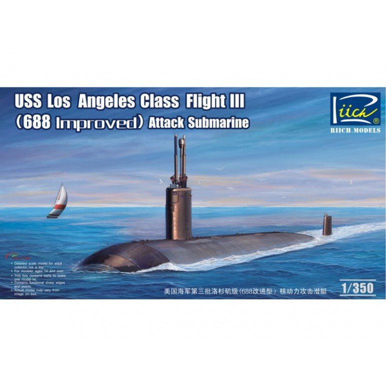 1:350 Сборная модель USS Los Angeles Class Flight III (688 Improved) Attack submarine - RN28007