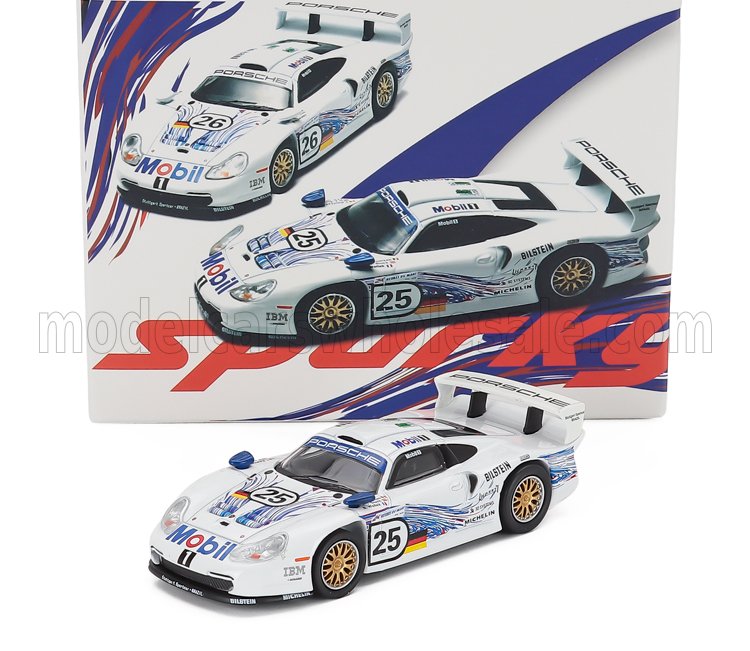 1:64 PORSCHE Set 2x 911 3.2l Gt1 Evo Team Porsche Ag №25 24h Le Mans (1997) Hans Joachim Stuck - Thierry Boutsen - Bob Wollek + №26 24h Le Mans (1997) Ralf Kelleners - Emmanuel Collard - Yannick Dalmas, White - YCOMBO64022