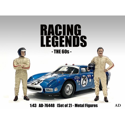1:43 FIGURES Set 2x Man Racing Legend 60s, Cream - 76448