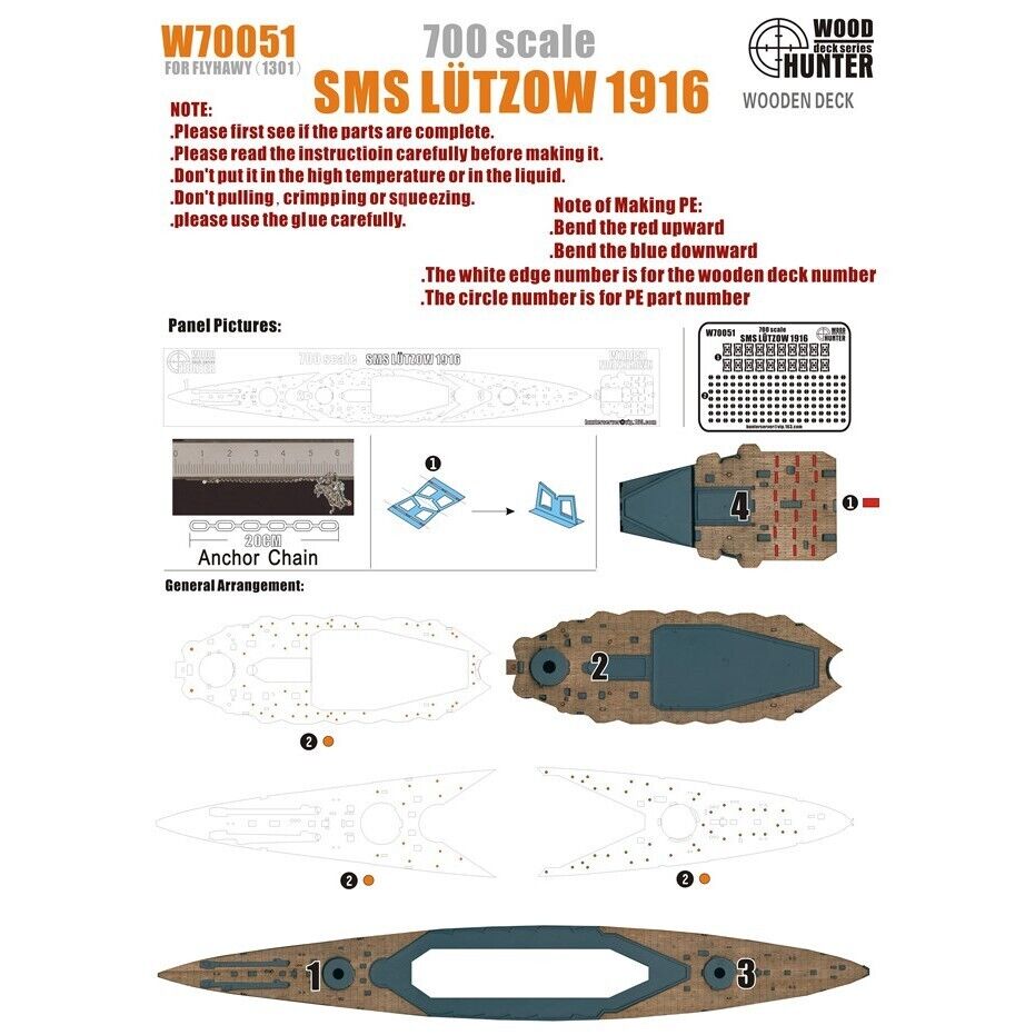 1:700 Набор деталей Germany Navay Luetzow Battlecruiser (Flyhawk1301/1301S) - W70051