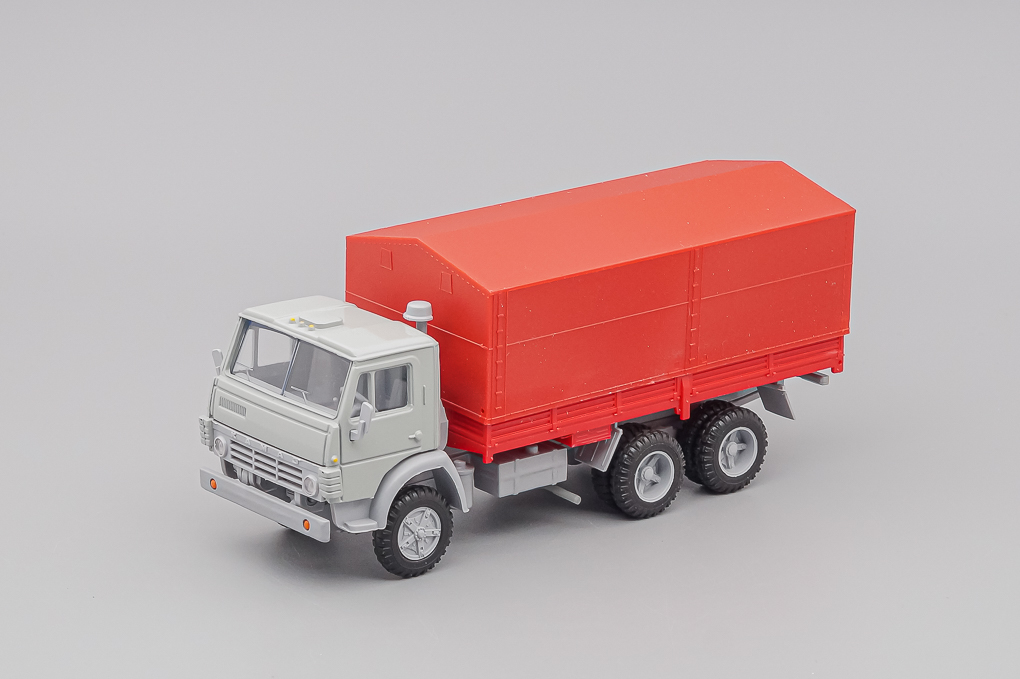 1:43 Камский 5320 бортовой с тентом, серый / красный - ELK-1054