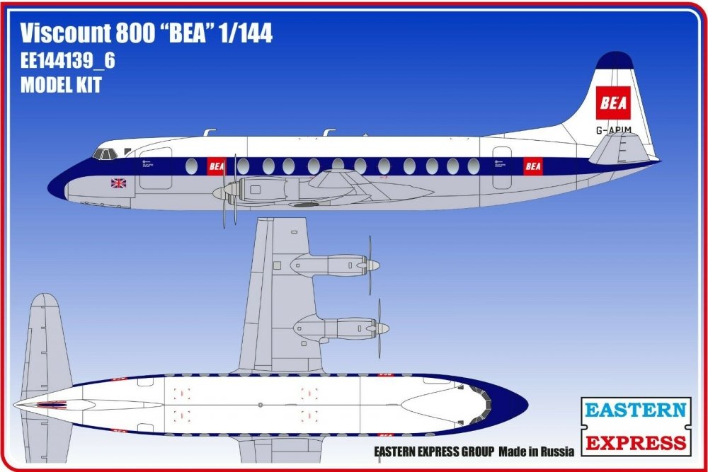 1:144 Сборная модель Самолёт Viscount 800 BEA old - 144139-6