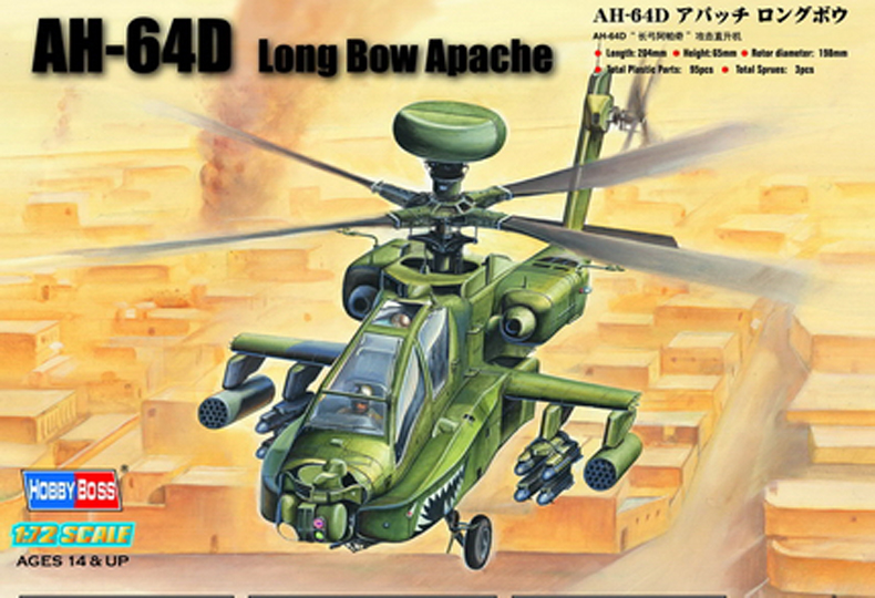 1:72 Сборная модель Вертолет AH-64D Long Bow Apache - 87219