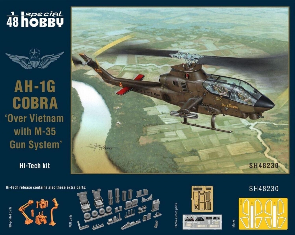 1:48 Сборная модель AH-1G Cobra ‘Over Vietnam with M-35 Gun System’ Hi-Tech Kit - SH48230