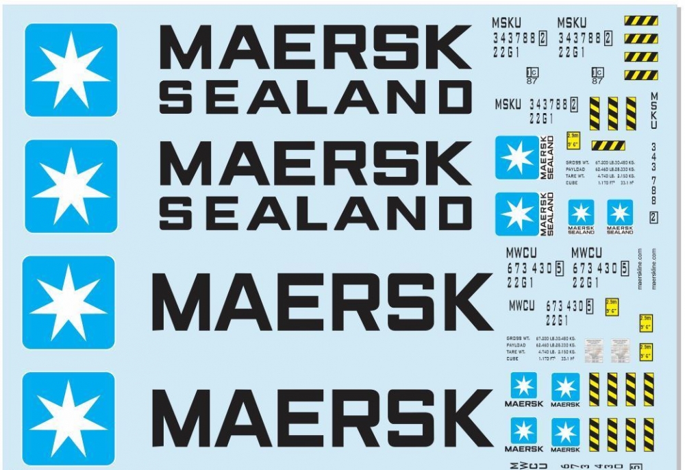1:43 Набор декалей Контейнеры Maersk (100х140) - DKM0025