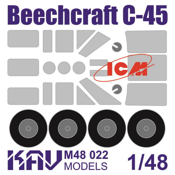 1:48 Маска окрасочная Американский самолет Beechcraft Model 18 (ICM) - M48 025